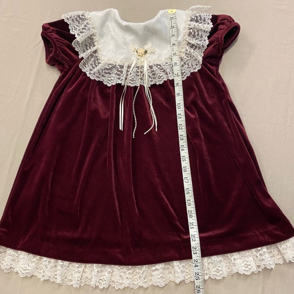 Vintage Emily West~Red Velvet & Lace~Dress~Size‎ 6 - Picture 4 of 7